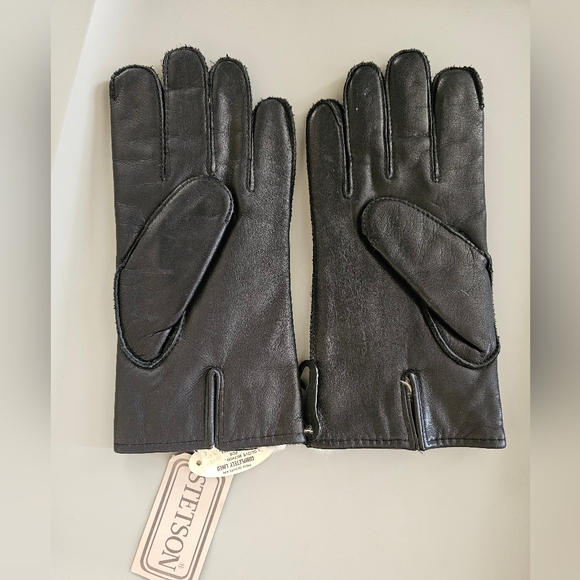 NWT: Vintage Stetson Leather Gloves - Genuine Fur Lining - Size Large - 10-10.5 - Picture 2 of 6
